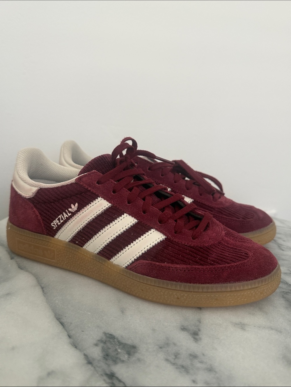 adidas Burgundy & White Spezial Suede Sneakers